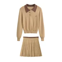 Holiday Daily Women's Elegant Streetwear Solid Color Knit Skirt Co-ord Set Shorts Sets main image 3