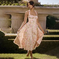 Women's Strap Dress Floral Dress Elegant Halter Neck Sleeveless Ditsy Floral Maxi Long Dress Casual Daily main image 1