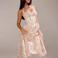Women's Strap Dress Floral Dress Elegant Halter Neck Sleeveless Ditsy Floral Maxi Long Dress Casual Daily main image 3