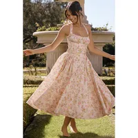 Women's Strap Dress Floral Dress Elegant Halter Neck Sleeveless Ditsy Floral Maxi Long Dress Casual Daily main image 5