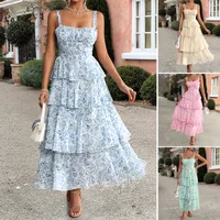 Women's Floral Dress Casual Strap Backless Sleeveless Flower Maxi Long Dress Daily main image 1
