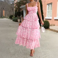 Women's Floral Dress Casual Strap Backless Sleeveless Flower Maxi Long Dress Daily main image 3