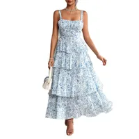 Women's Floral Dress Casual Strap Backless Sleeveless Flower Maxi Long Dress Daily main image 2