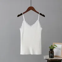 Women's Camisole Tank Tops Lace Sweet Spicy Wind Solid Color sku image 1