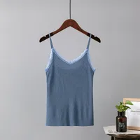 Women's Camisole Tank Tops Lace Sweet Spicy Wind Solid Color sku image 5
