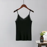 Women's Camisole Tank Tops Lace Sweet Spicy Wind Solid Color sku image 3