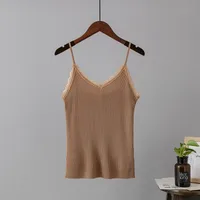 Women's Camisole Tank Tops Lace Sweet Spicy Wind Solid Color sku image 6
