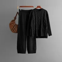 Casual Daily Women's Casual Simple Style Commute Style Solid Color Viscose Fiber Knit Leisure Suit Shorts Sets sku image 1