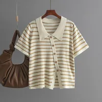 Pullovers Short Sleeve Plus Size Tops Commute Stripes/Plaid sku image 10