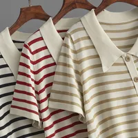 Pullovers Short Sleeve Plus Size Tops Commute Stripes/Plaid main image 3