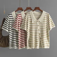 Pullovers Short Sleeve Plus Size Tops Commute Stripes/Plaid main image 1