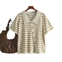Pullovers Short Sleeve Plus Size Tops Commute Stripes/Plaid main image 5
