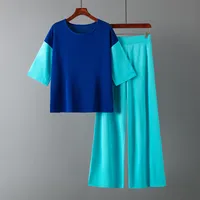 Casual Daily Women's Temperament Commuter Commute Style Contrast Collar Ice Silk Viscose Fiber Leisure Suit Shorts Sets sku image 3
