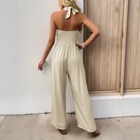 Women's Daily Casual Simple Style Solid Color Full Length Pocket Button Jumpsuits main image 4