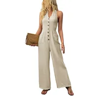 Women's Daily Casual Simple Style Solid Color Full Length Pocket Button Jumpsuits main image 5