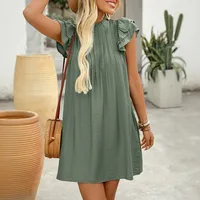 Women's A- Line Skirt Casual Elegant Streetwear Round Neck Short Sleeve Solid Color Above Knee Holiday Daily Selfie main image 3