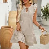 Women's Sheath Dress Casual Elegant V Neck Sleeveless Plaid Above Knee Holiday Daily sku image 2
