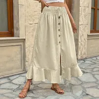 Women's Skirt Casual Simple Style Streetwear Solid Color Maxi Long Dress Holiday Selfie main image 1