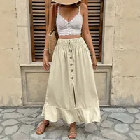 Women's Skirt Casual Simple Style Streetwear Solid Color Maxi Long Dress Holiday Selfie main image 2