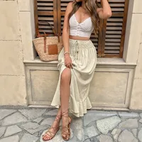 Women's Skirt Casual Simple Style Streetwear Solid Color Maxi Long Dress Holiday Selfie main image 3