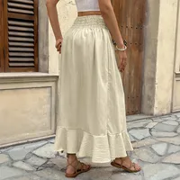 Women's Skirt Casual Simple Style Streetwear Solid Color Maxi Long Dress Holiday Selfie main image 4