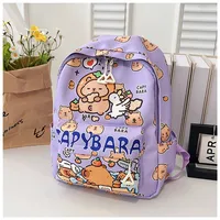Kid'S Nylon Cartoon Capybara Cute Square Zipper Functional Backpack main image 4