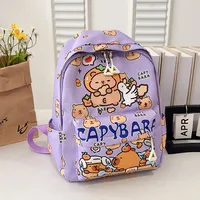 Kid'S Nylon Cartoon Capybara Cute Square Zipper Functional Backpack sku image 2