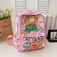 Kid'S Nylon Cartoon Capybara Cute Square Zipper Functional Backpack sku image 5