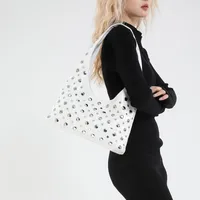 Women's Pu Leather Round Dots Solid Color Streetwear Rivet Dumpling Shape Magnetic Buckle Tote Bag main image 3