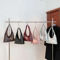 Women's Pu Leather Round Dots Solid Color Streetwear Rivet Dumpling Shape Magnetic Buckle Tote Bag main image video