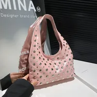 Women's Pu Leather Round Dots Solid Color Streetwear Rivet Dumpling Shape Magnetic Buckle Tote Bag main image 2