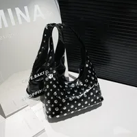 Women's Pu Leather Round Dots Solid Color Streetwear Rivet Dumpling Shape Magnetic Buckle Tote Bag sku image 2