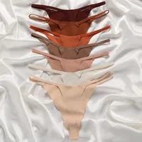 Solid Color Seamless Breathable Quick Dry Low Waist T/thong Panties main image 1