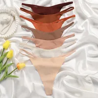 Solid Color Seamless Breathable Quick Dry Low Waist T/thong Panties main image 4