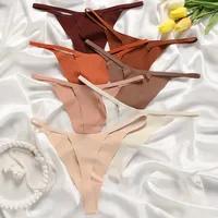 Solid Color Seamless Breathable Quick Dry Low Waist T/thong Panties main image 5