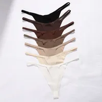 Solid Color Seamless Breathable Quick Dry Low Waist T/thong Panties main image 1