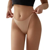 Solid Color Seamless Breathable Quick Dry Low Waist T/thong Panties main image 2