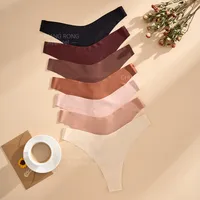 Solid Color Seamless Breathable Quick Dry Low Waist T/thong Panties main image 6