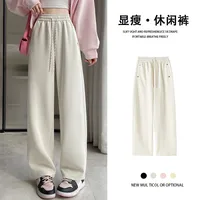 Women's Casual Daily Street Casual Style Japanese And Korean Leisure Solid Color Straight Pants Full Length Casual Pants sku image 4