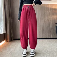 Women's Outdoor Street Sports Casual Style Japanese And Korean Leisure Solid Color Ankle-Length Harem Pants Casual Pants sku image 14