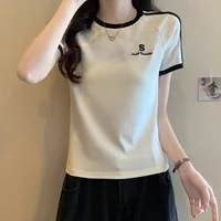 Women's Adults T-shirt Pullovers Short Sleeve T-Shirts Royal Sister Wind Simple Style Striped Stitching main image 4