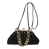 Women's Pu Leather Solid Color Elegant Pillow Shape Clasp Frame Shoulder Bag sku image 3