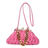 Women's Pu Leather Solid Color Elegant Pillow Shape Clasp Frame Shoulder Bag sku image 8