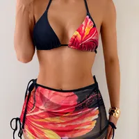Women's Sexy Sweet Color Block Flower 3 Pieces Set Swimwear main image 1
