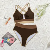Women's Continuous Color Matching 2 Pieces Set Swimwear main image 4