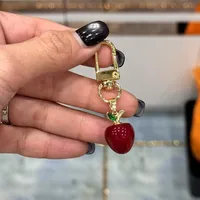 1 Pc/Package Sweet Simple Style Cherry Heart Shape Apple Copper Polishing Enamel Inlay Zircon Unisex Keychain sku image 3
