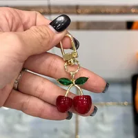 1 Pc/Package Sweet Simple Style Cherry Heart Shape Apple Copper Polishing Enamel Inlay Zircon Unisex Keychain sku image 2