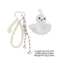 1 Piece Cute Handmade Pastoral Semicircle Acrylic Knit Titanium Steel Heart Clasp Closure Bag Pendant Keychain main image 2