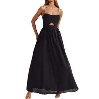 Women's Strap Dress Casual Elegant Simple Style Collarless Solid Color Sleeveless Solid Color Maxi Long Dress Indoor Daily Date main image 3