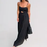 Women's Strap Dress Casual Elegant Simple Style Collarless Solid Color Sleeveless Solid Color Maxi Long Dress Indoor Daily Date main image 5